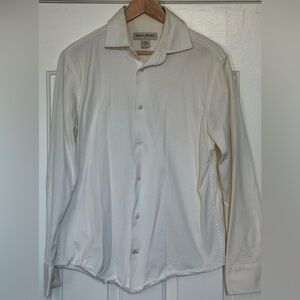 Y2K Banana Republic Cream Textured Cotton Button Down Shirt L EUC